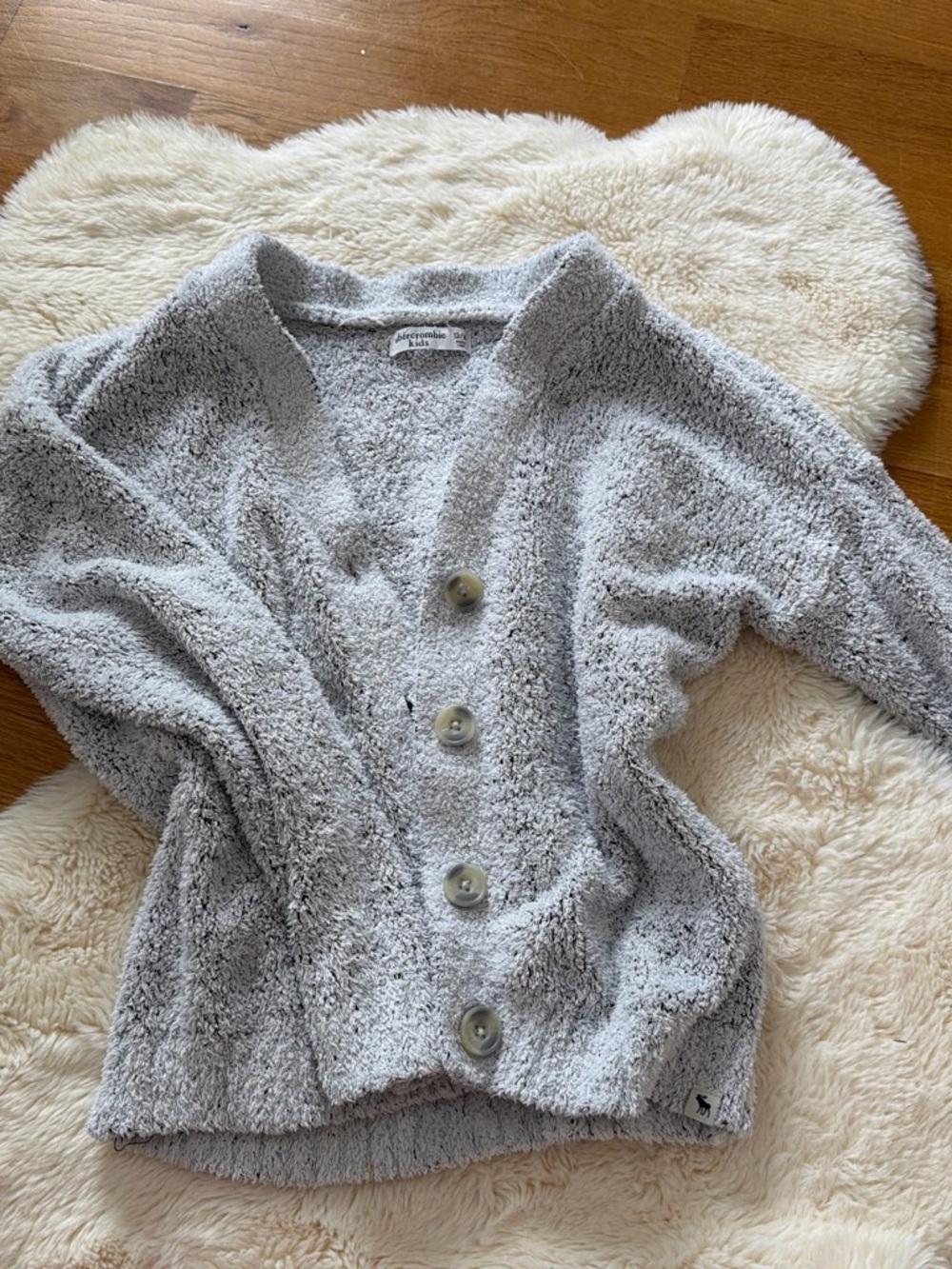 Abercrombie & Fitch Light Gray Plush Kids Cardigan